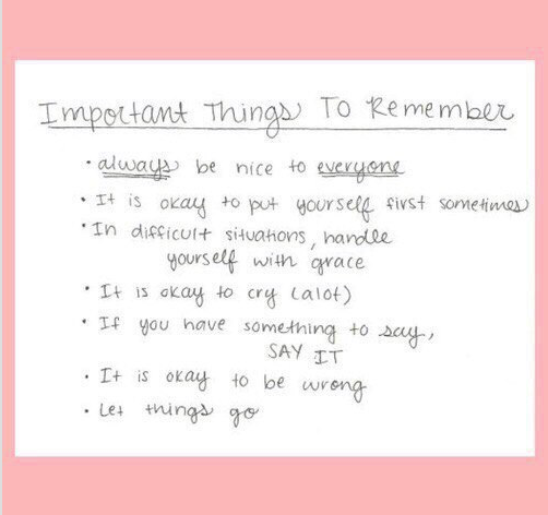 Important Things to Remember